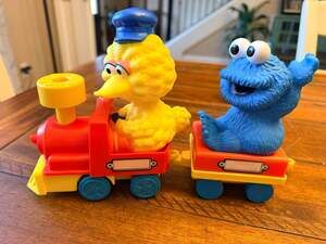 Vintage ILLCO Sesame Street Big Bird Cookie Monster Train Set